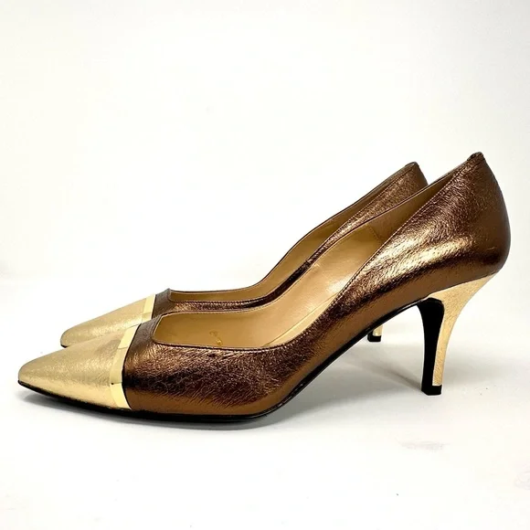 J. Renee Adena Women’s Metalic Gold Stiletto Pumps - Picture 2 of 13